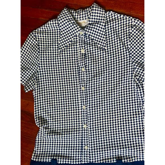 Vintage 70’s Bronson California Navy Blue White Drop Waist Playsuit Jumper Small - Picture 4 of 6